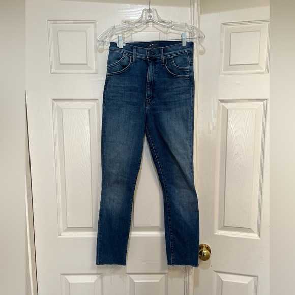 Mother The Stash Swooner Ankle Fray Chick Flick  Blue Jeans Stretch Size 26 - Picture 1 of 12